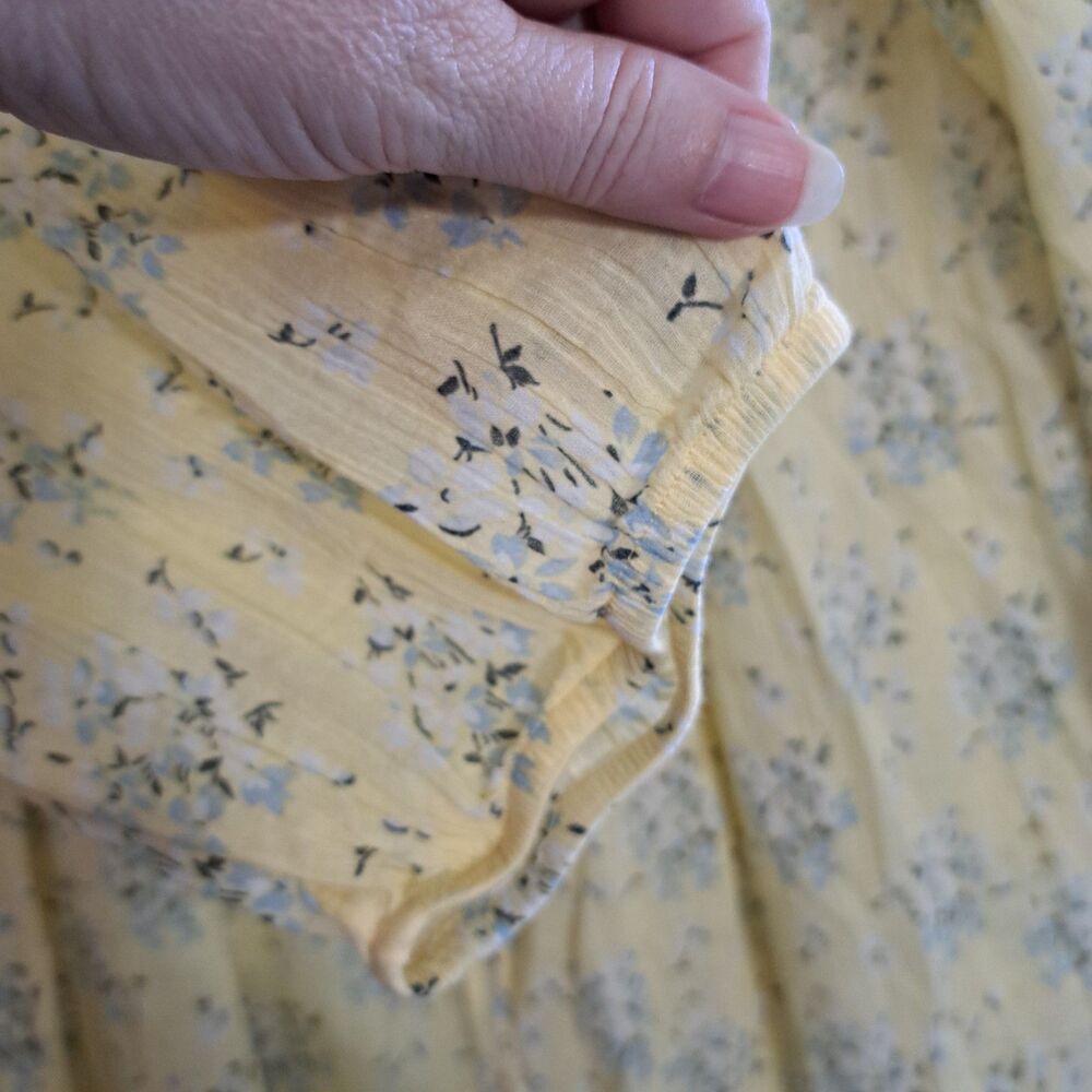 Chaps Women's Blouse Plus 3X Yellow Floral 3/4 Sleeve Button-Up Top - Picture 3 of 13